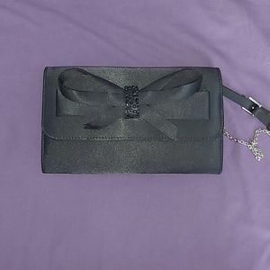 Black Evening Clutch with Bow Detailing